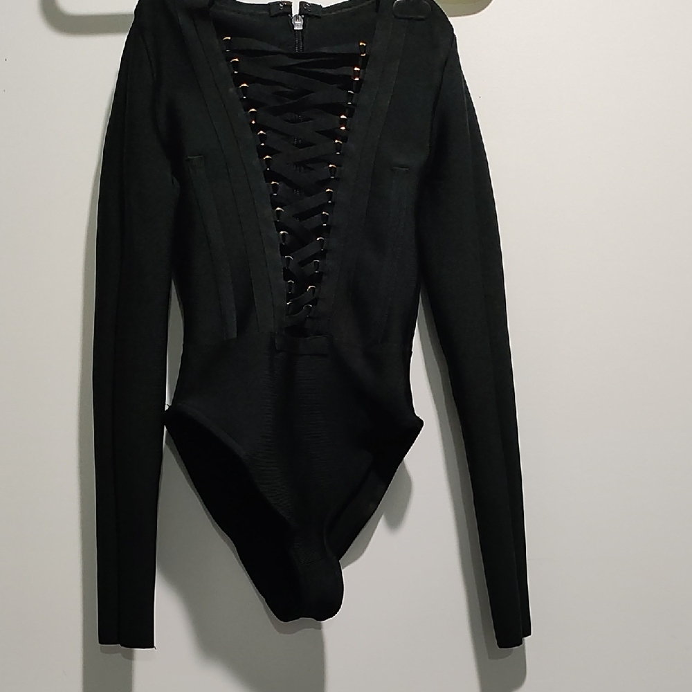 Black Lace-Up Bodysuit